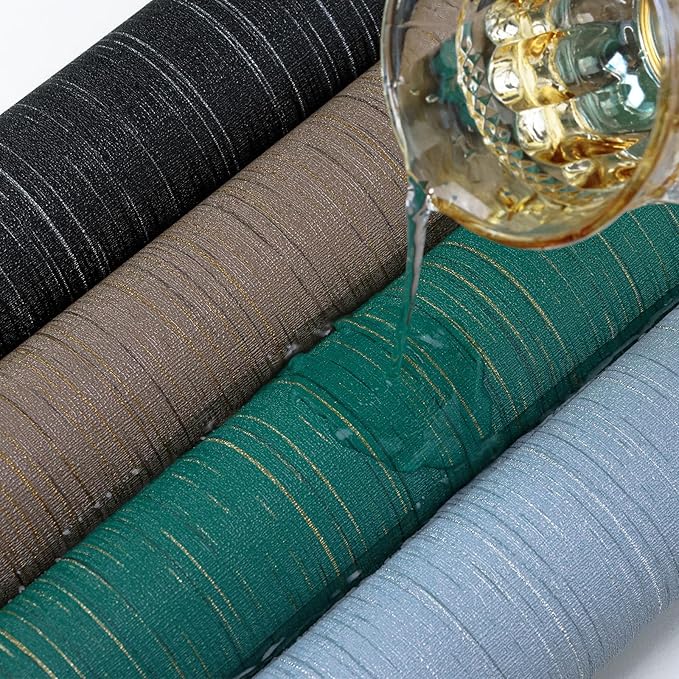 Teal Grasscloth Peel and Stick Wallpaper Texture Contact Paper 15.7" X 120" - Image 3