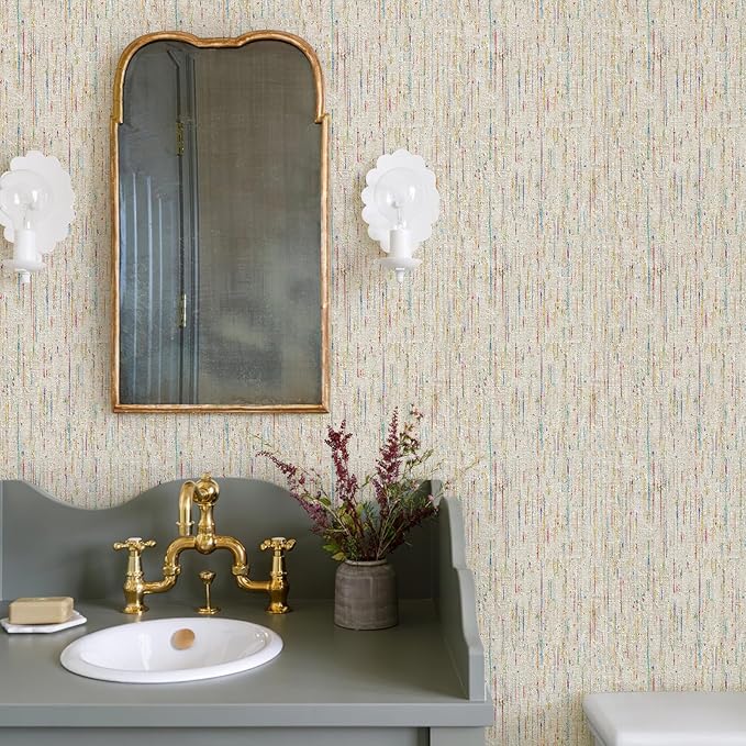 JiffDiff Woven Wallpaper Peel and Stick 17.3" x 800" Colorful Paint Grasscloth - Image 2