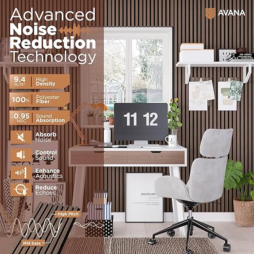 Avana Acoustic Wood Wall Panels – 47.2 X 12.6 Inch Walnut Acoustic Panels 2 PCs - Image 5