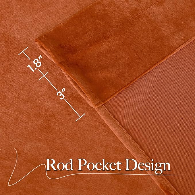 NICETOWN Orange Velvet Curtains 90 inch Long - Image 6