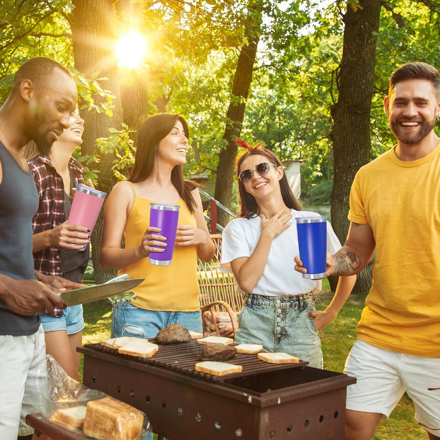 20 oz Tumbler Coffee Tavel Tumblers Bulk with Lid Stainless Steel Double Wall Vacuum Insulated Mug Powder Coated Cups fit Car Cupholder for Hot and Cold - Pink, 12Pack