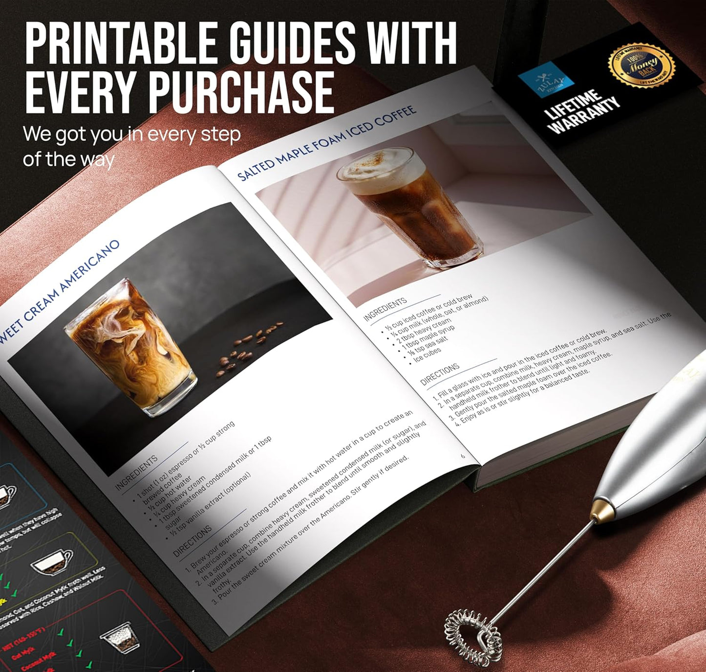 Zulay Kitchen Executive Series Luxury Gift Milk Frother with 4 Duracell Batteries – Handheld Electric Foam Maker for Coffee, Lattes & Hot Chocolate – Deluxe Finish, Ultimate Gift for Coffee Lovers