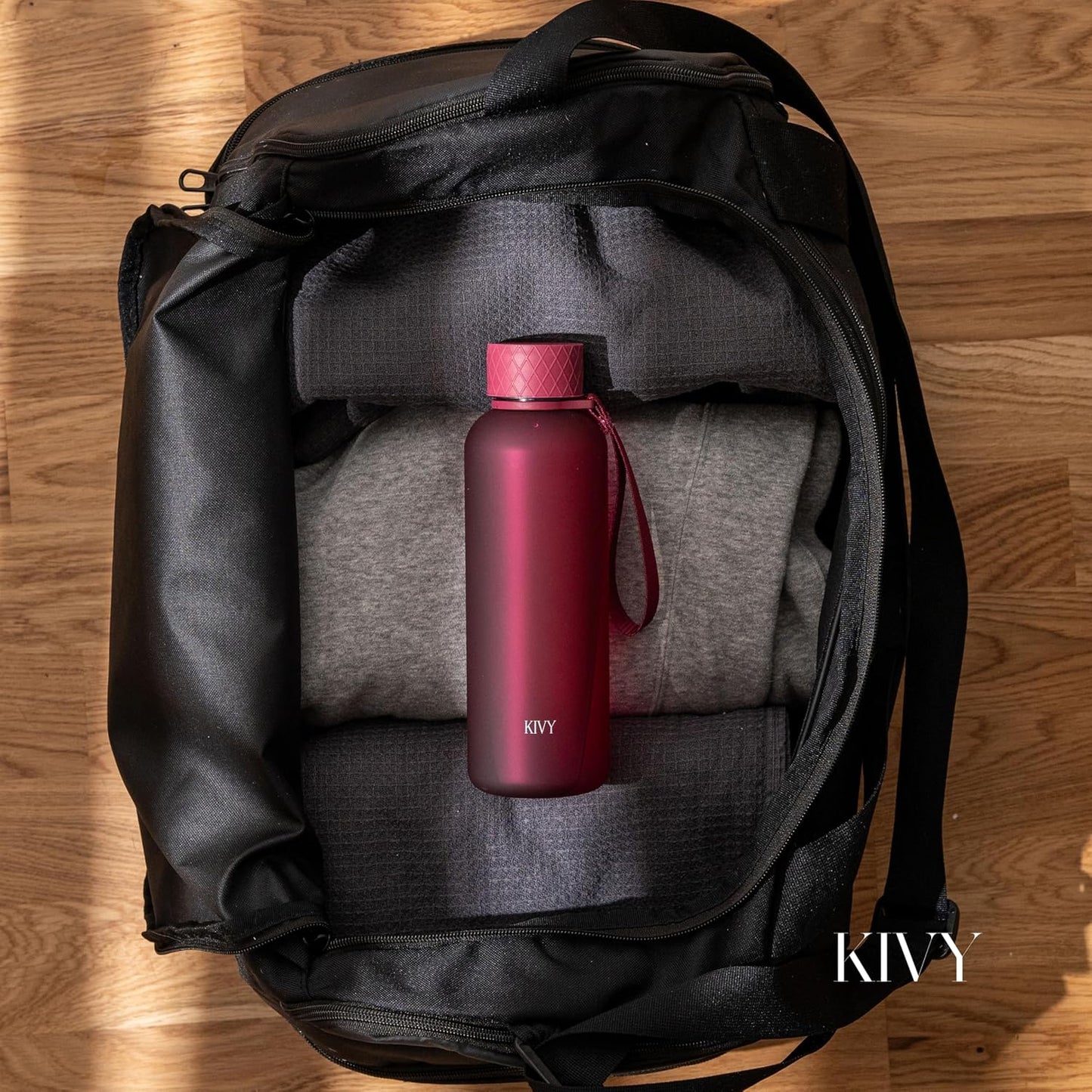 KIVY Slim Water Bottle 22oz [Lightweight & Shatterproof] - Small Drinking Waterbottle - Red Bottle Without Straw for School, Sport & Travel - Drinking Bottle Dishwasher Safe, BPA Free