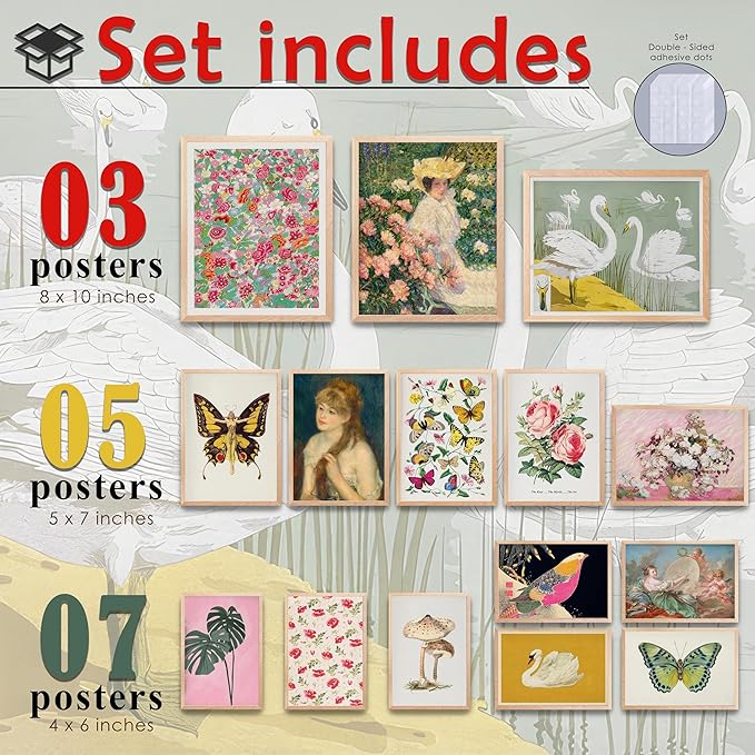 LANCHI95 15 Pcs Maximalist Gallery Wall, Colorful Eclectic Decor, Colorful Art - Image 2