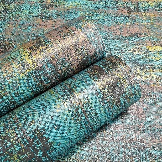 JiffDiff Vintage Metallic Peel and Stick Wallpaper Industrial Metallic Concrete by wallpaper