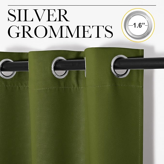 NICETOWN Olive Green Blackout Curtains 68 inches Length - Image 2