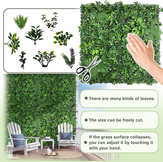 Artificial Green Boxwood Grass Wall Roll: 40"x120" UV Protected Ivy Privacy - Image 3