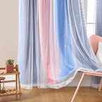 XiDi Curtains for Bedroom Decor, Rainbow PinkGreyBlue-52-54 - Image 4