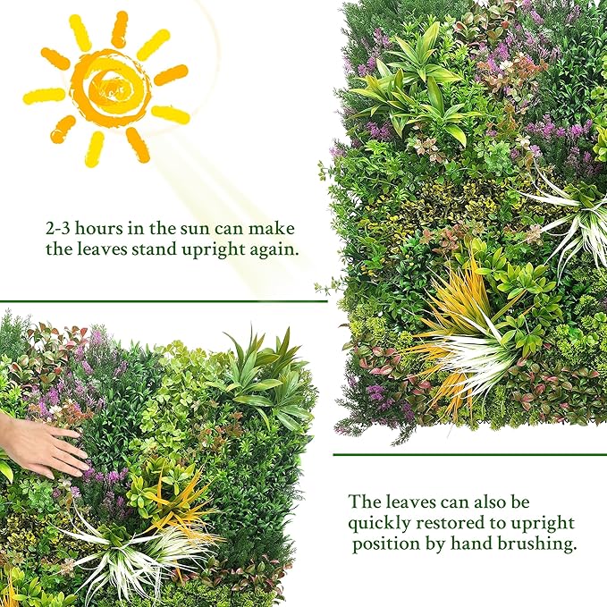 ODTORY Artificial Greenery Grass Wall Panels: 20"x 20" 24P UV-Anti Faux Ivy - Image 7