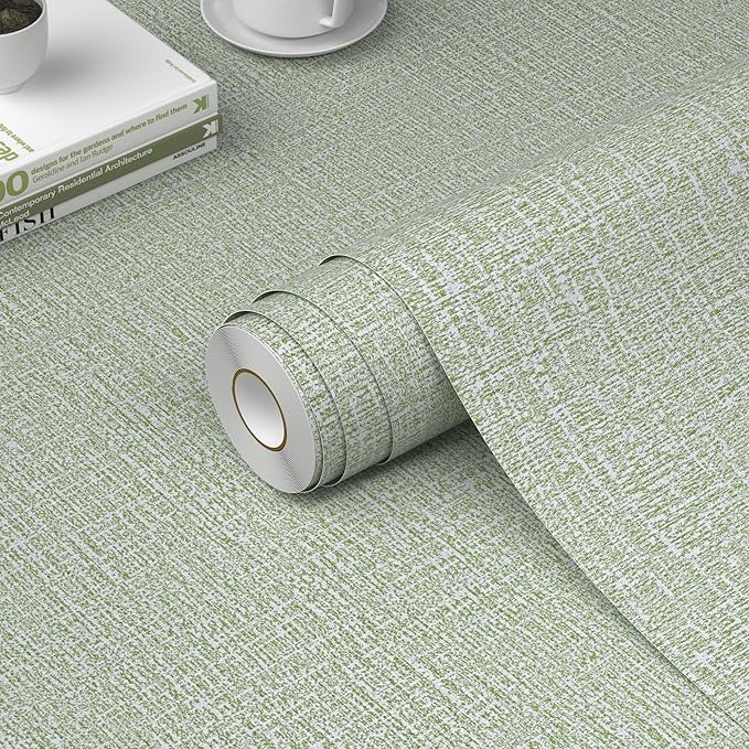 WADILE Grasscloth Peel and Stick Wallpaper 15.7in x 393.7in, Textured Contact by WADILE