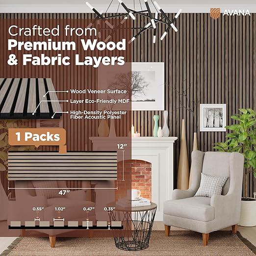 Avana Modern Acoustic Wood Wall Panels – 47.2 X 12.6 Inch Walnut Acoustic - Image 4