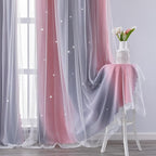 XiDi Curtains for Bedroom Decor, Rainbow Pink-Grey-52-45 - Image 3
