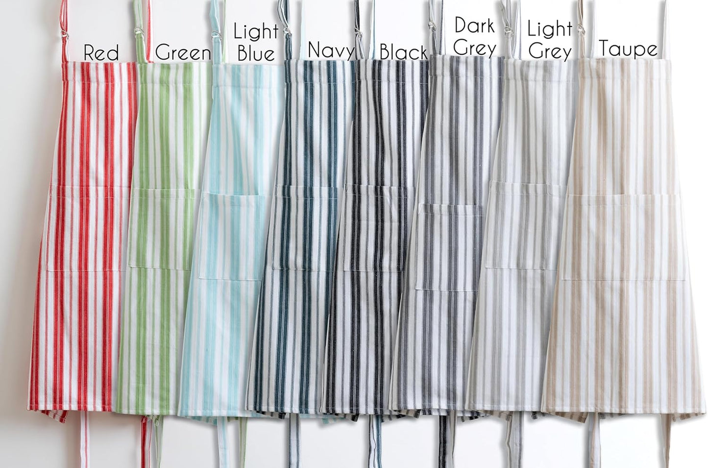 Cotton Professional Apron For Kitchen – 28 x 32 Inches – For Women & Men – Useful When Cooking, Baking, Gardening – Adjustable Strap Around Waist & Neck With Pockets Taupe Stripes