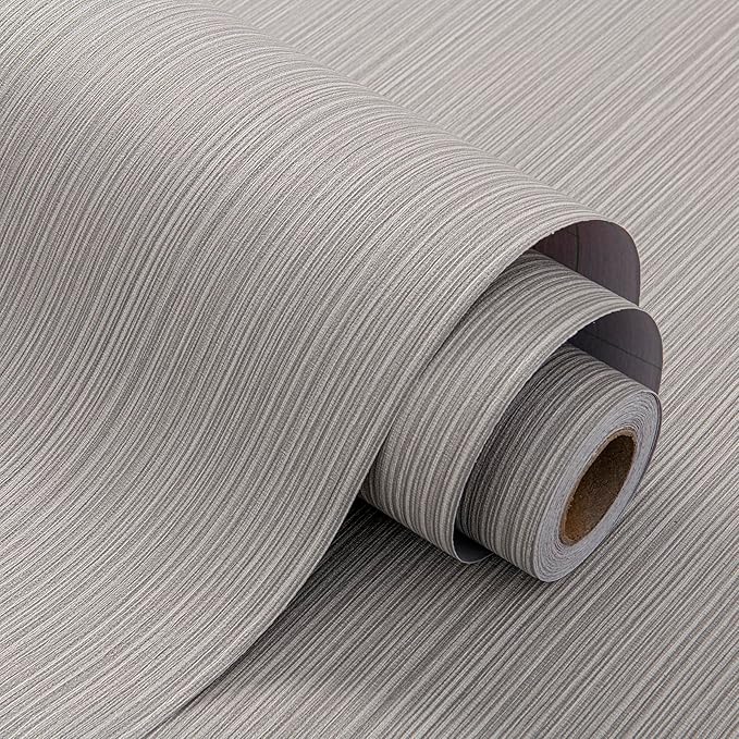 FUKU MON Grasscloth Fabric Wallpaper 24" X 394" Textured Mocha Gray Thick Linen - Image 6