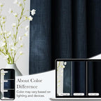 NICETOWN Short Faux Linen Navy Blue Blackout Curtains 63 inches Long - Image 5