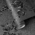 Black Peel and Stick Wallpaper 787.4inL17.3inW Silk Embossed Floral Contact by VisitTheLativo