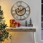 CLXEAST 28 Inch Gold Moving Gear Wall Clock - Image 7