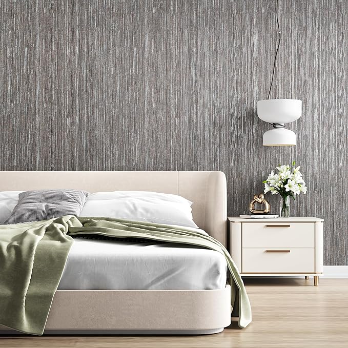 VEELIKE Lustre Brown Grasscloth Wallpaper Textured Woven Wallpaper Peel and - Image 6