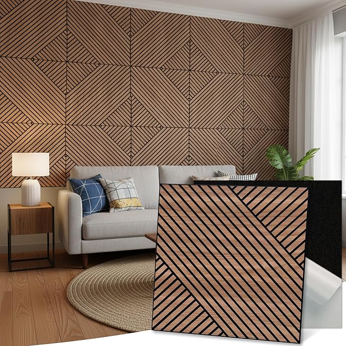 Mollywell Art Acoustic Wall Panels, 24x24 Inch 8 Pack, Wood Veneer, Sound by Mollywell