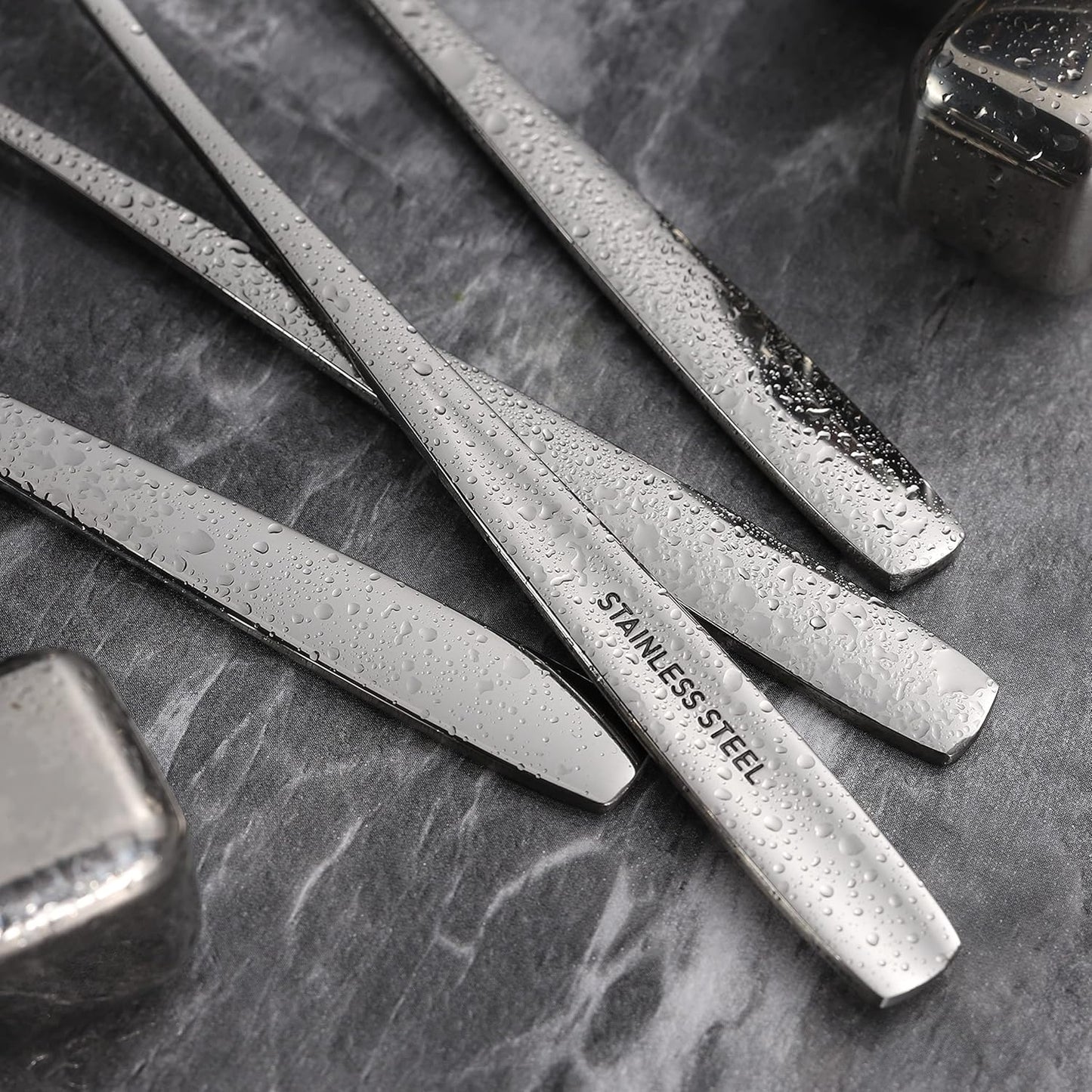 Stainless Steel Iced Tea Spoons Set of 6 Cocktail stir sticks Spoons Bar Spoon for Cold Drinks