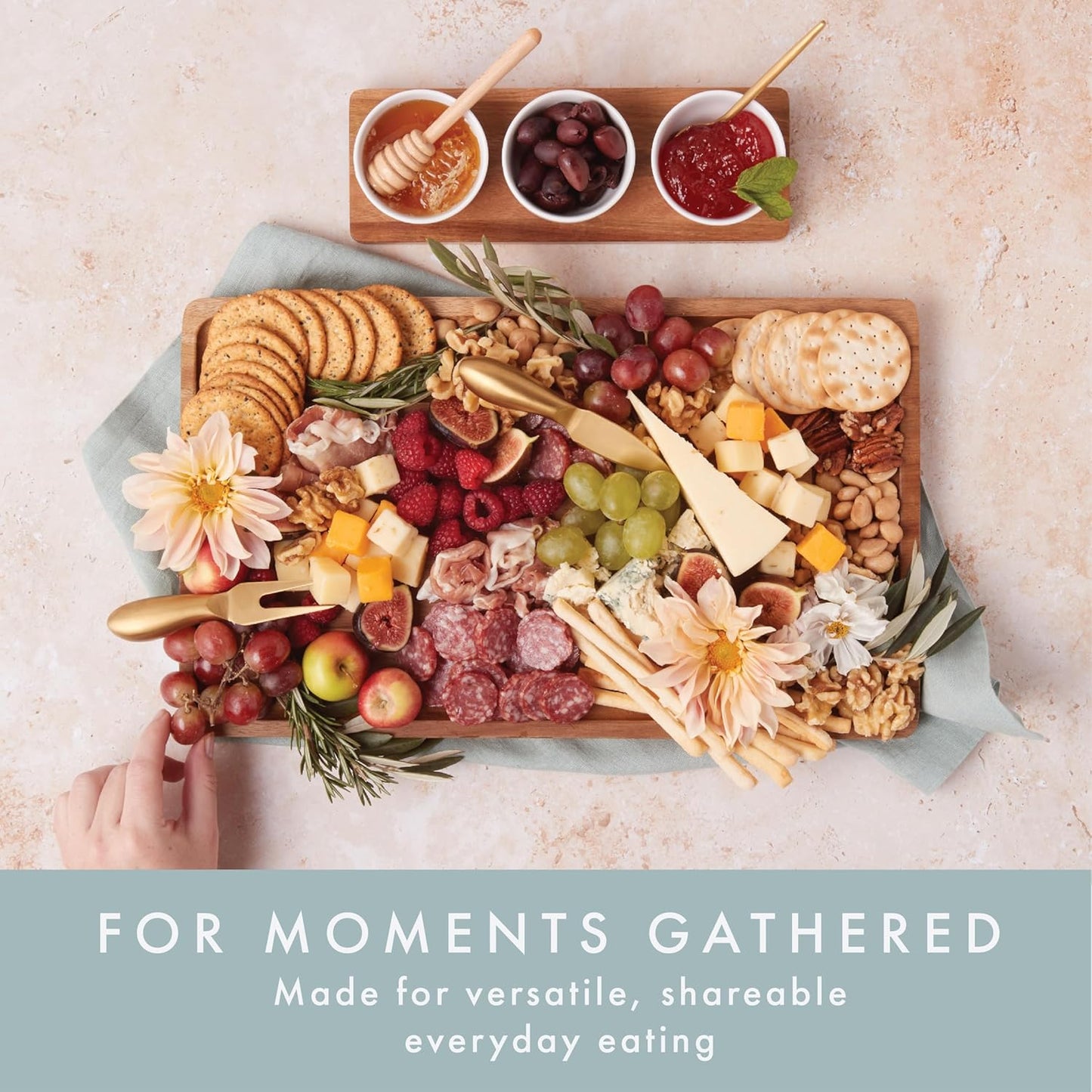 Charcuterie Boards Set - Acacia Cheese Board for Serving with Accessories - House Warming Gifts for New Home, Bridal Shower & Wedding Gift, Birthday Gifts for Women