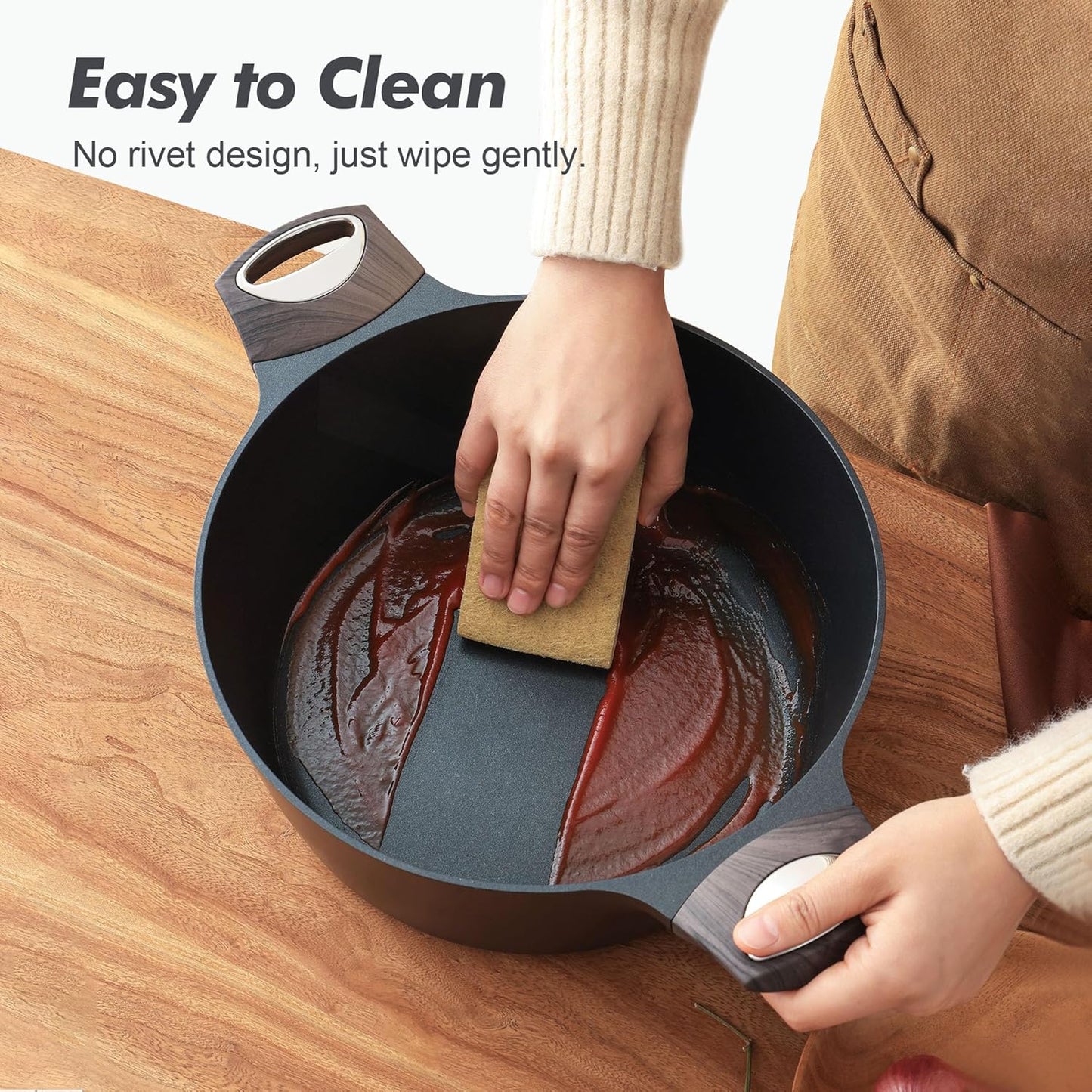 SENSARTE Nonstick Stock Pot with Lid, 2.6/4.5/6.6 QT Soup Pot Casserole Pot, Healthy Pasta Pot, Large Deep Cooking Pot, Big Sauce Pot Stew Pot, Induction Compatible, PFOA PFOS APEO Free, Black