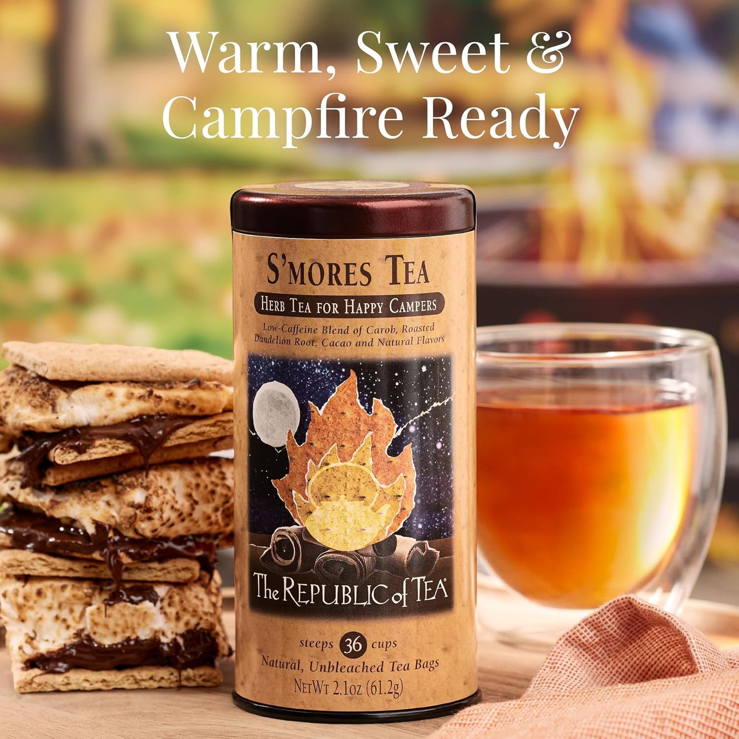 The Republic of Tea – S’mores Herbal Chocolate Tea Tin, 36 Low-Caffeine Tea Bags