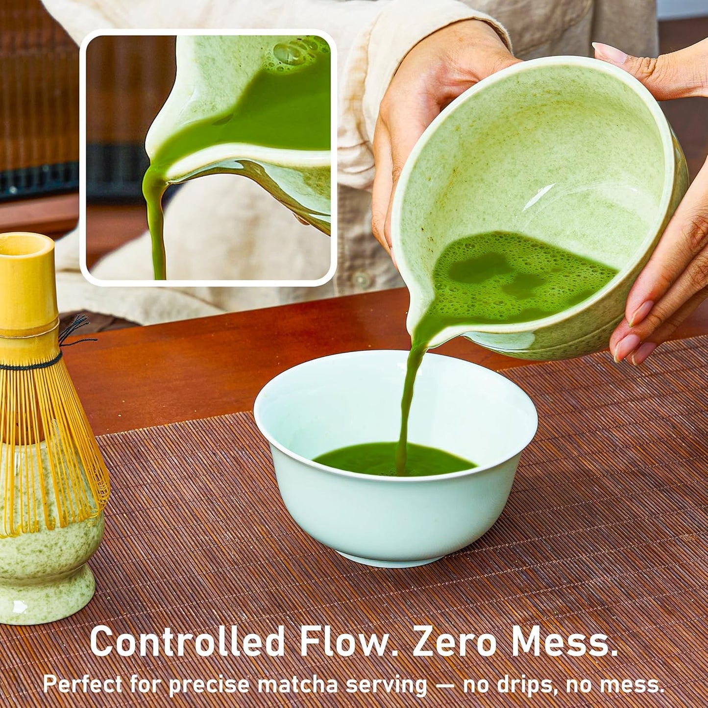 BeSoothe Matcha Whisk Set - Premium Matcha Set 7 Pcs - Ceremony Matcha Powder Kit - Matcha Tea Set for Making Latte - Matcha Whisk Set and Bowl with Scoop&Sifter, Ceramic Bowl - Gift for Matcha Lovers