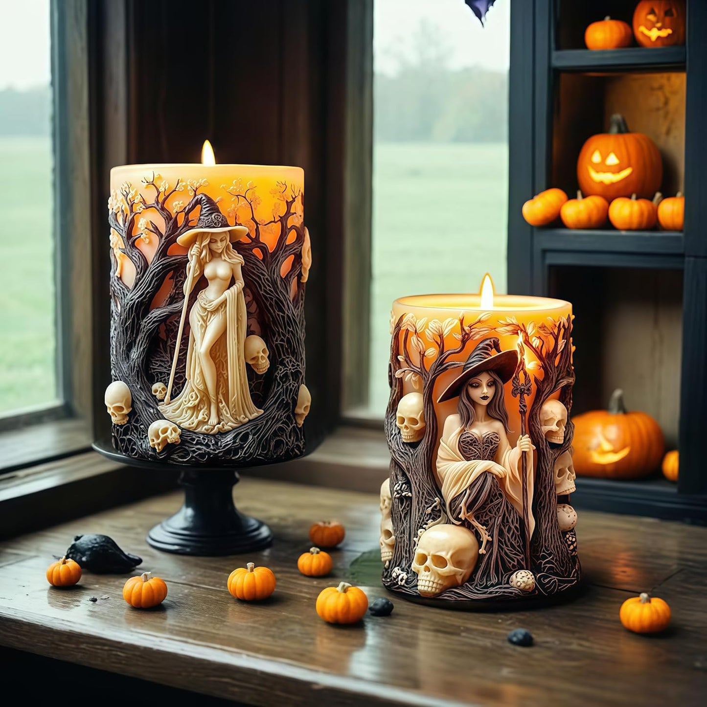 Witch Cylinder Silicone Candle Mold for Candle Making,Pillar Casting Silicone Molds for Resin Casting,Scented Candle, Soap,Silicone Molds for Home Decor,Resin Craft Gifts (A)