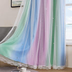 XiDi Blue & Rainbow Curtains for Bedroom & Kids Room - Image 4
