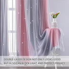 XiDi Pink and Grey Star Blackout Curtains - Image 2
