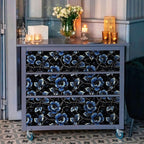 FLFK Black Wallpaper Peel and Stick Dark Blue Floral Wallpaper 16" x 64" - Image 4