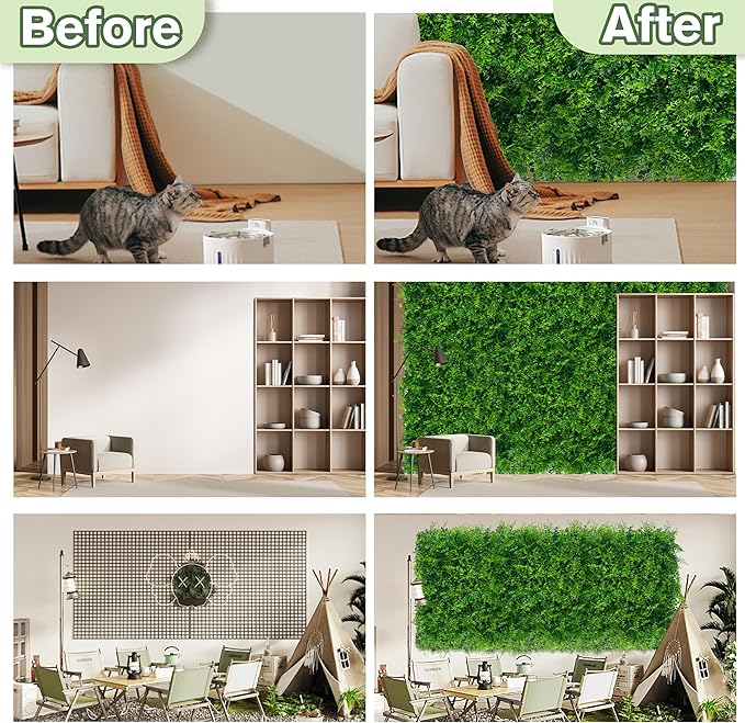 Greenery Faux Grass Wall Backdrop 72"x128" UV-Anti Artificial Green Boxwood - Image 5