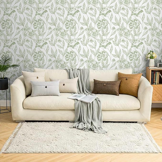 Timeet Peel and Stick Wallpaper Green Floral Wall Paper - Image 5