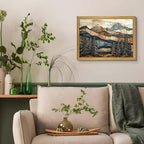 Vintage Boho Mountain Wall Art, Framed Landscape Canvas Wall Art, Nature Forest - Image 6