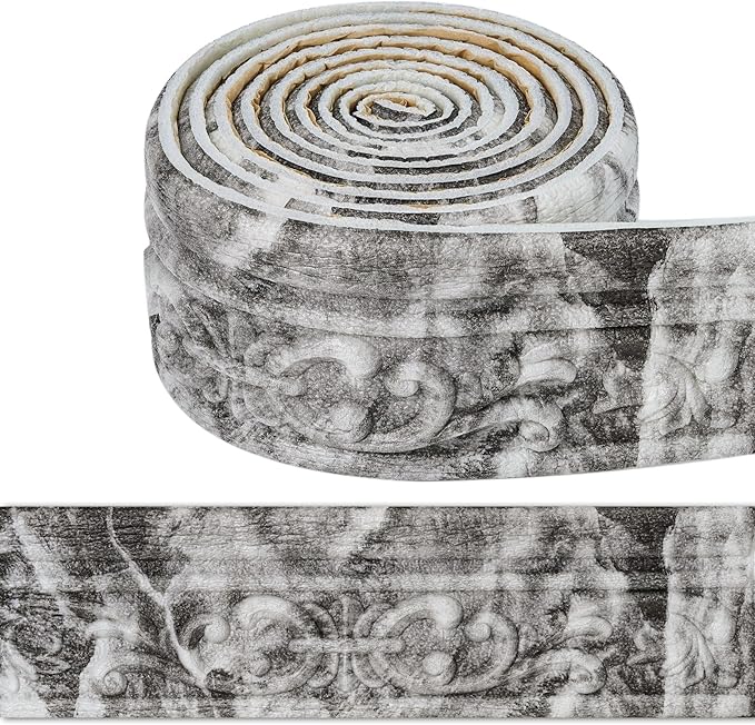 180'' Marble Polyethylene Foam 3D Wall Edging, Self Adhesive Wallpaper Border - Image 2