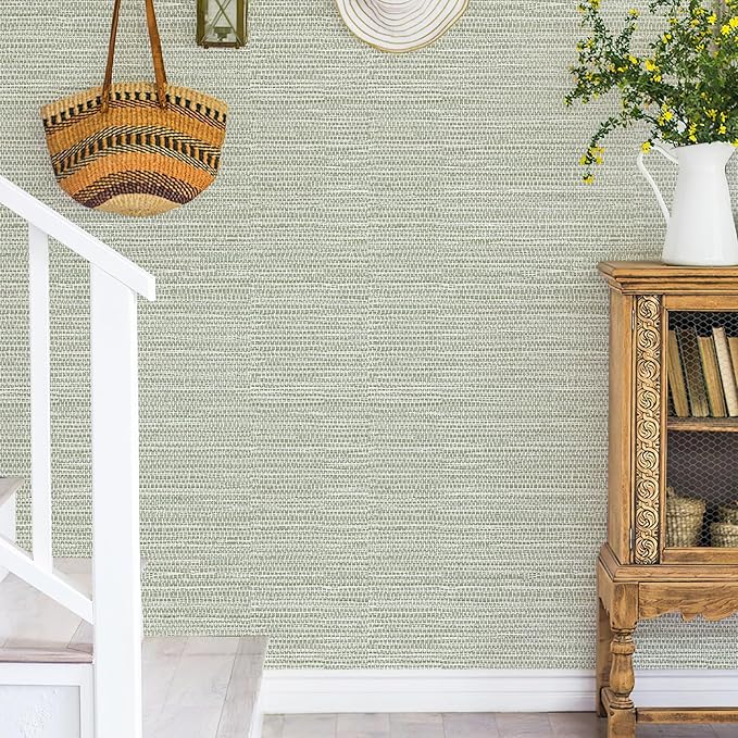 HueBurst Grasscloth Peel and Stick Wallpaper 17.3" x 60" Renter Friendly - Image 6