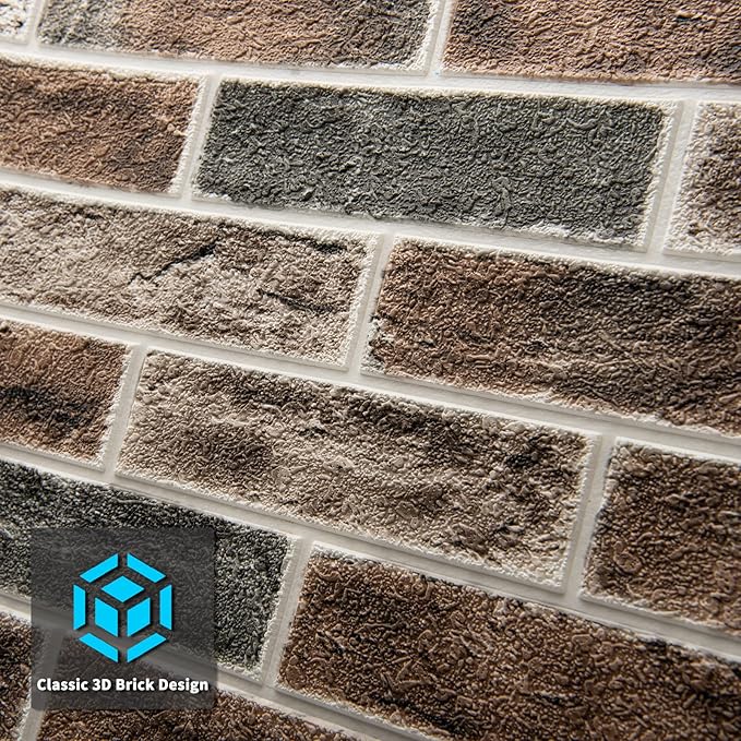 Art3d 20-Pack105 Sq.Ft Faux Brick 3D Wall Panels Peel and Stick in Gray Brown - Image 8