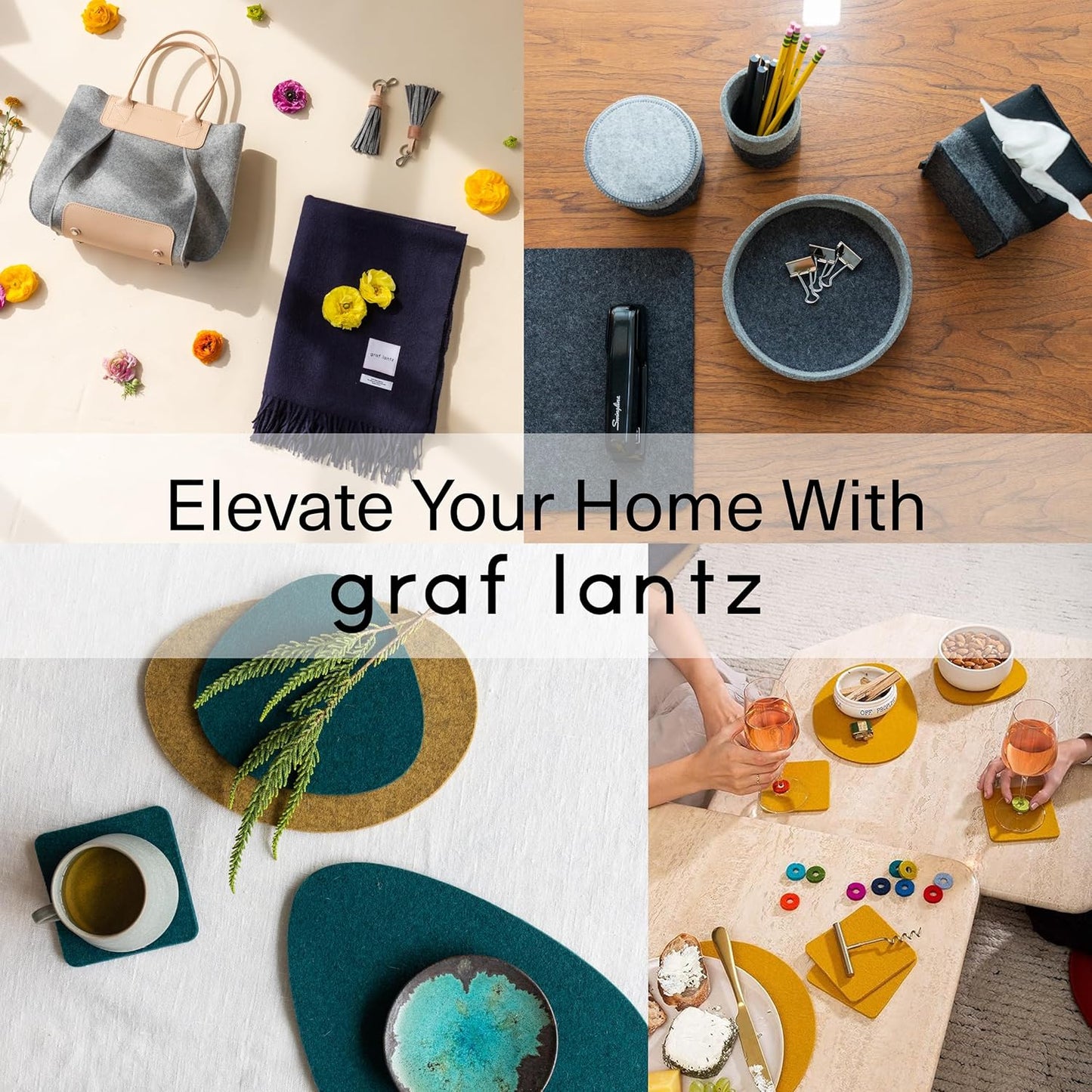 Graf Lantz - Bierfilzl Merino Wool Round Coasters Set of 4 - Forest (4" Circles) - Absorbs 30% of Weight - German Wool - Heat Resistant, Sustainable, & Reusable - Home Decor & Coffee Table Decor