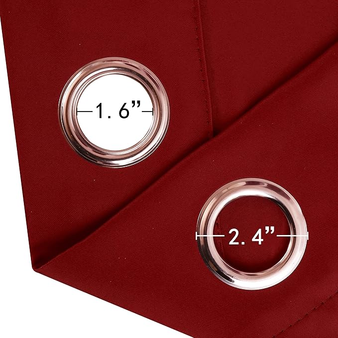 LEMOMO Red Curtains 52 x 84 Inch Long/Blackout Curtains Set of 2 Panels/Room - Image 5