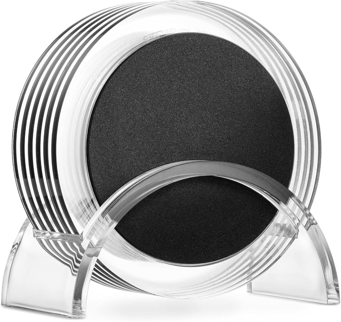 Acrylic Drink Coasters Set of 6 | Premium Stylish Black 4 Inch Coaster Set for Tabletop, Coffee Table Protection | Coasters Will Not Scratch Your Wood Tables or Stick to Glass | Home Decor Accent