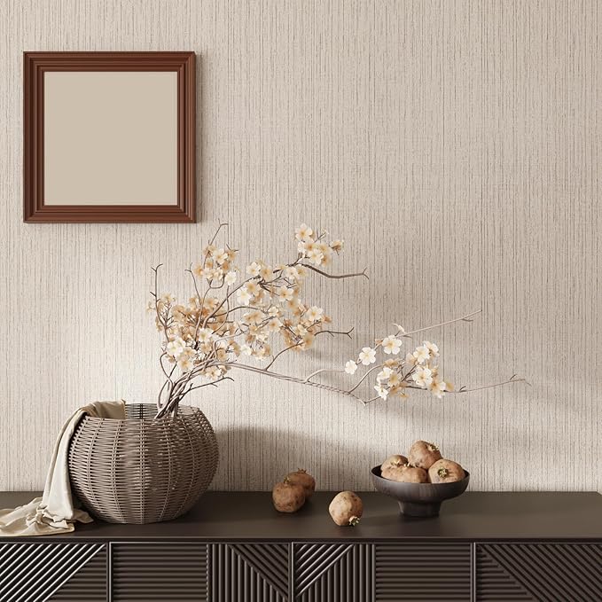 CRE8TIVE Large Size 24"x354" Cream White Grasscloth Peel and Stick Wallpaper - Image 4