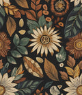 Boho Wallpaper Peel and Stick, Vintage Black Brown/Green Floral Contact Paper by Laatse
