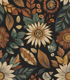 Boho Wallpaper Peel and Stick, Vintage Black Brown/Green Floral Contact Paper by Laatse