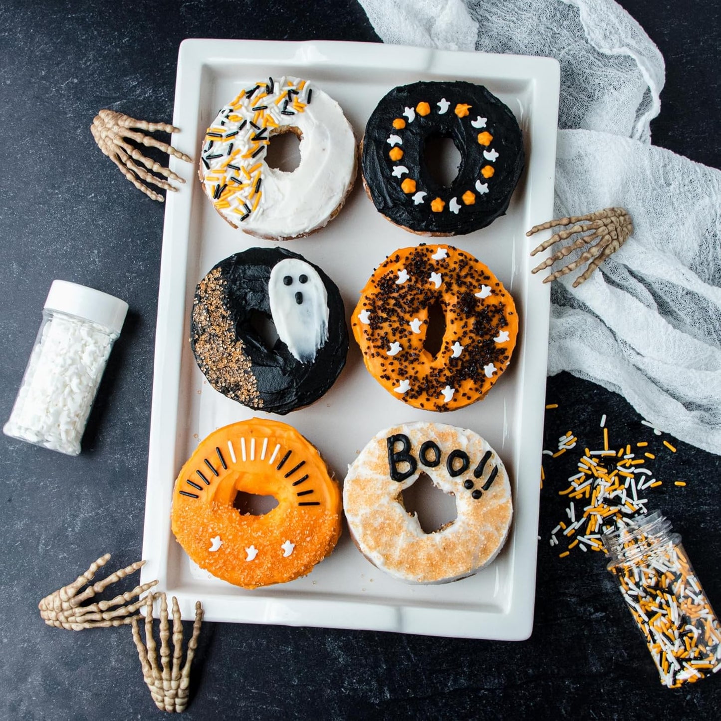 Sweets Indeed Dye-Free Halloween Sprinkles 4-Pack – 11.57 oz Natural Spooky Decorating Set | Sprinkle Mix, Ghost Confetti, Orange Sugar & Black Sugar | Edible Dye-Free Cake & Cupcake Decorations