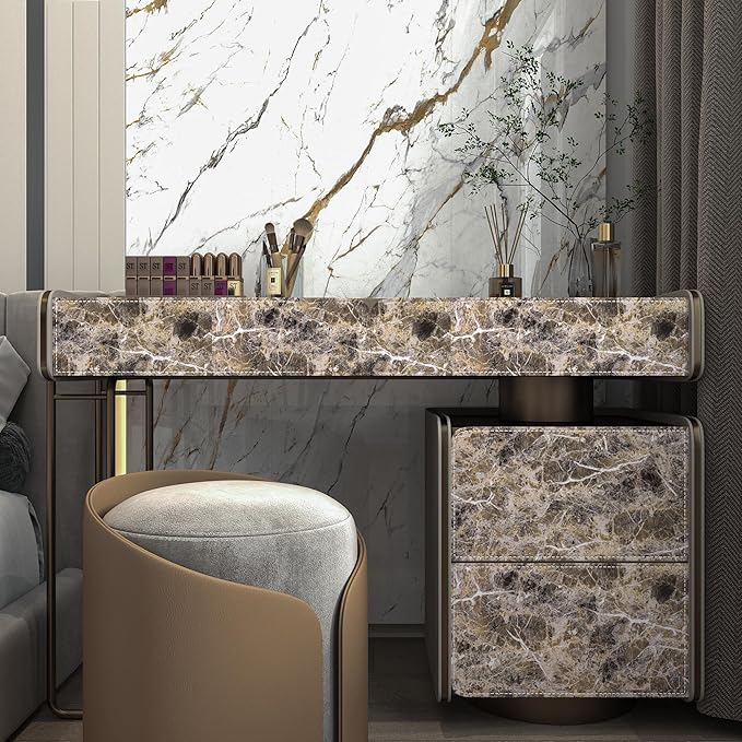 BAYYA Brown Marble Paper Granite Peel and Stick Kitchen Backsplash Wallpaper - Image 6