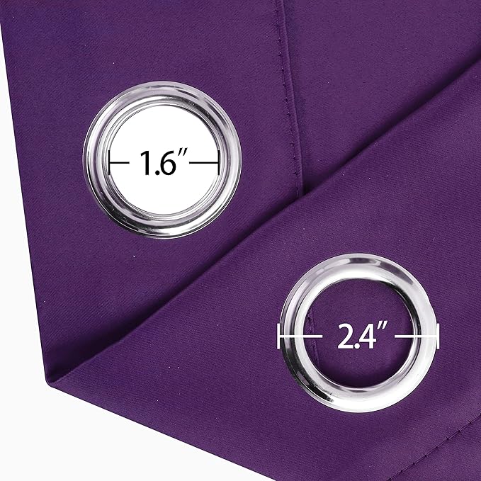 LEMOMO Purple Thermal Blackout Curtains/52 x 108 Inch/Set of 2 Panels Room - Image 6
