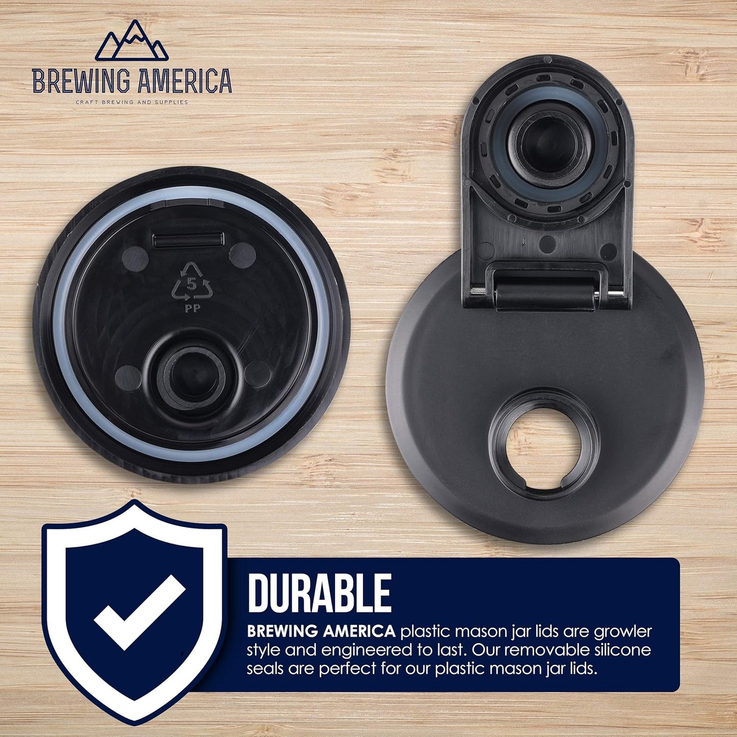 Brewing America Mason Jar Drinking Cup Pint and Half Drinking Lid and Azure 24oz Jar (1, Black)