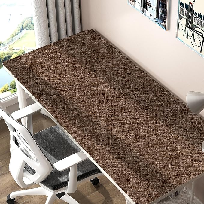 Brown Grasscloth Peel and Stick Wallpaper 17.3"x300" Faux Linen Textured - Image 8