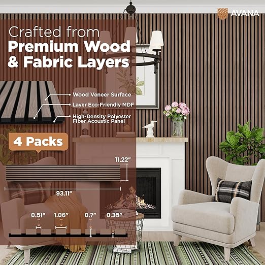 Avana Acoustic Wood Wall Panels – 93.2x11.25 Inch Panels – Fits 94x12 Layout – - Image 4